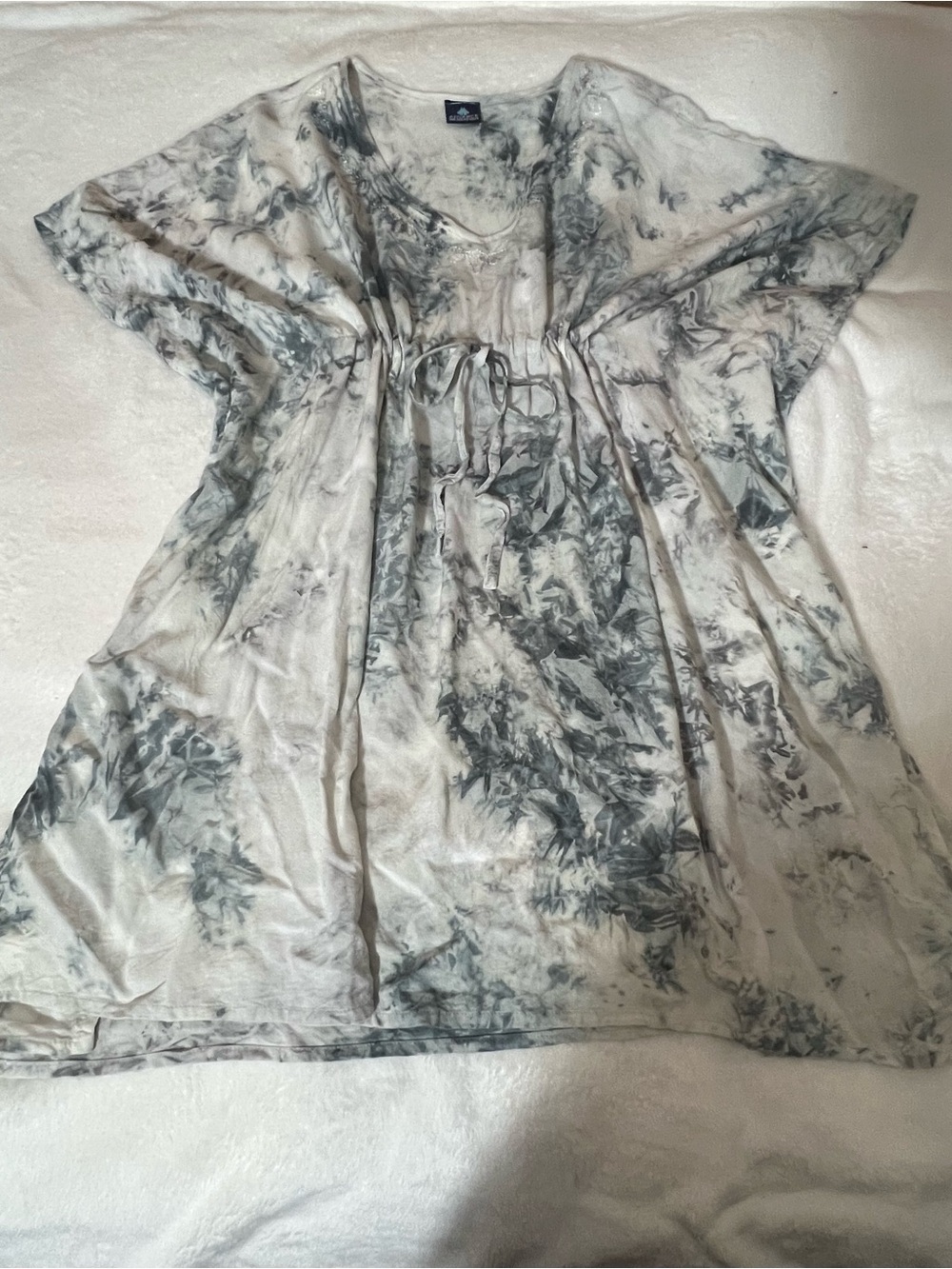 Womens swimsuit coverup Tie-Dye blue/Gray and White Dress OS